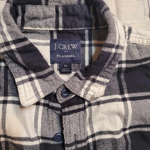J. Crew Men's Flannel Black/White Button Down LS Shirt Size Medium - Picture 2 of 2